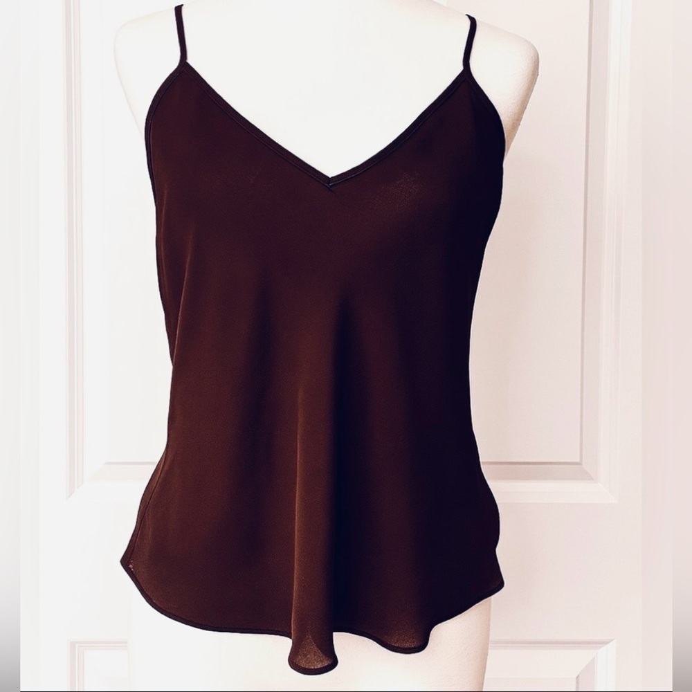 Lauren Ralph Lauren Brown Crepe Georgette Bias Cut Cami Size 10 Minimalist Luxe